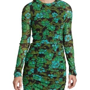Rachel Comey Green Floral Ruched Dress!